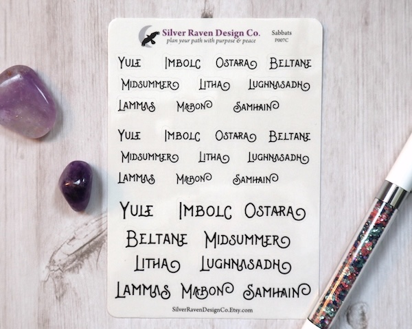 Sabbat, Wheel of the Year, Pagan Holiday Stickers for planners and calendars